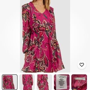 Sz L- Trina Turk Rich Pink Silk Dress